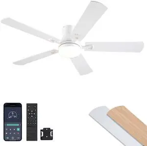Ceiling Fans with Lights,52 Inch Low Profile Ceiling Fan with Light and Remote Control,Flush Mount,6 Speeds DC Reversible Motor, 3CCT Dimmable, Noiseless White Ceiling Fan for Living Room,Patio Ceiling Fans with Lights,52 Inch Low Profile Ceiling Fan with Light and Remote Control,Flush Mount,6 Speeds DC Reversible Motor, 3CCT Dimmable, Noiseless White Ceiling Fan for Living Room,Patio