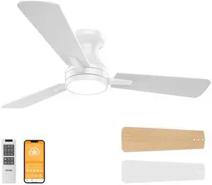 42 Inch White Ceiling Fan with Light, Remote Control, Noiseless, Reversible, 6CCT, Dimmable, Timeable, Metal Housing, Flush Mount Ceiling Fans with Lights for Bedroom, Indoor/Outdoor Use 42 Inch White Ceiling Fan with Light, Remote Control, Noiseless, Reversible, 6CCT, Dimmable, Timeable, Metal Housing, Flush Mount Ceiling Fans with Lights for Bedroom, Indoor/Outdoor Use