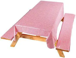 Picnic Tablecloth and Bench Cover Set Fitted Elastic Tablecloth with Polyethylene Coating for Outdoor Camping, Picnics, and Tailgating Waterproof, Checkered Design, Includes Storage Bag Picnic Tablecloth and Bench Cover Set Fitted Elastic Tablecloth with Polyethylene Coating for Outdoor Camping, Picnics, and Tailgating Waterproof, Checkered Design, Includes Storage Bag
