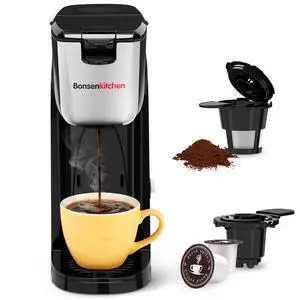 2-in-1 Single Serve Coffee Maker for K Cup & Ground Coffee, Fast Brewing (6-14oz),One Cup Coffee Machine with Travel Mug,Space-Saving for HomeOfficeDorm 2-in-1 Single Serve Coffee Maker for K Cup & Ground Coffee, Fast Brewing (6-14oz),One Cup Coffee Machine with Travel Mug,Space-Saving for HomeOfficeDorm