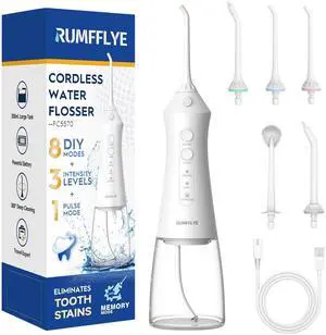 Water Dental Flosser Teeth Pick 300ML Portable Cordless Oral Irrigator for Teeth Cleaning with 4 Modes 5 Jet Tips 12 Pressure Settings USBCharger IPX7 Irrigation Cleaner for Home Travel White Water Dental Flosser Teeth Pick 300ML Portable Cordless Oral Irrigator for Teeth Cleaning with 4 Modes 5 Jet Tips 12 Pressure Settings USBCharger IPX7 Irrigation Cleaner for Home Travel White