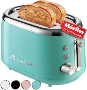 Retro Toaster 2 Slice with 7 Browning Levels and 3 Functions: Reheat, Defrost & Cancel, Stainless Steel Features, Removable Crumb Tray, Under Base Cord Storage, Turquoise Retro Toaster 2 Slice with 7 Browning Levels and 3 Functions: Reheat, Defrost & Cancel, Stainless Steel Features, Removable Crumb Tray, Under Base Cord Storage, Turquoise