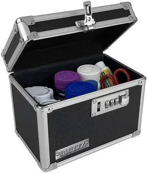 Locking Security Box with Combination Lock - Secure Metal Lock Box Safe for Valuables, Cash & Personal Items, Small Lockbox with Code, Portable Storage Case, Black Locking Security Box with Combination Lock - Secure Metal Lock Box Safe for Valuables, Cash & Personal Items, Small Lockbox with Code, Portable Storage Case, Black