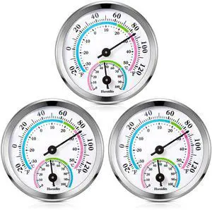 3 Pcs Indoor Outdoor Thermometer 2 in 1 Mini Home Temperature Humidity Hygrometer Monitor Gauge for Home Offices Wall(Silver,2.2 Inch) 3 Pcs Indoor Outdoor Thermometer 2 in 1 Mini Home Temperature Humidity Hygrometer Monitor Gauge for Home Offices Wall(Silver,2.2 Inch)