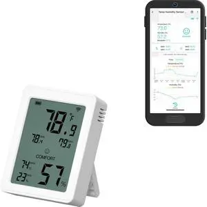 Indoor Thermometer Hygrometer YS8023 with LCD Comfort Display, Magnetic Mount for Kitchen Use, Max/Min Tracking, LoRa, 5-Year Battery, Alexa/IFTTT Hub Required Indoor Thermometer Hygrometer YS8023 with LCD Comfort Display, Magnetic Mount for Kitchen Use, Max/Min Tracking, LoRa, 5-Year Battery, Alexa/IFTTT Hub Required