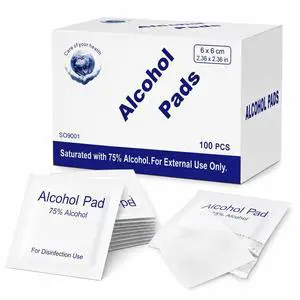 Alcohol Prep Pads, 75% Alcohol Cotton Slices, 100 Pcs Gauze Pads Individually Wrapped Swap Pad Wet Wipe, 6 x 6cm/2.36in x 2.36in Alcohol Prep Pads, 75% Alcohol Cotton Slices, 100 Pcs Gauze Pads Individually Wrapped Swap Pad Wet Wipe, 6 x 6cm/2.36in x 2.36in