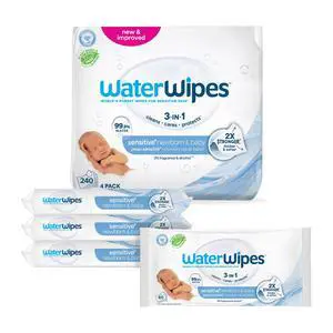 Sensitive+ Newborn & Baby Wipes, 3-In-1 Cleans, Cares, Protects, 99.9% Water, Unscented & Hypoallergenic, 240 Count (4 Packs) Sensitive+ Newborn & Baby Wipes, 3-In-1 Cleans, Cares, Protects, 99.9% Water, Unscented & Hypoallergenic, 240 Count (4 Packs)