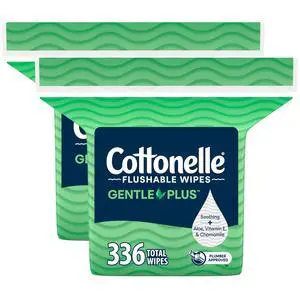 GentlePlus Flushable Wet Wipes with Aloe & Vitamin E, 2 Refill Packs, 168 Wipes Per Pack (336 Total), Packaging May Vary GentlePlus Flushable Wet Wipes with Aloe & Vitamin E, 2 Refill Packs, 168 Wipes Per Pack (336 Total), Packaging May Vary