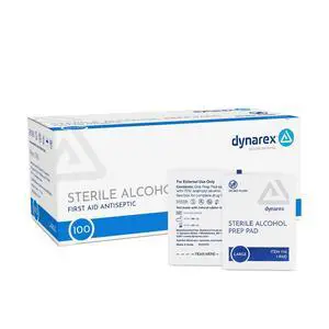 DynaSafety Sterile Alcohol Prep Pads - Large - 70% Isopropyl Alcohol, Individually Wrapped, Soft Cleaning Wipes - 100 per Box DynaSafety Sterile Alcohol Prep Pads - Large - 70% Isopropyl Alcohol, Individually Wrapped, Soft Cleaning Wipes - 100 per Box