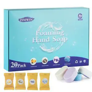20 Pack Foaming Hand Soap Tablet Refills, 4 Scent, 12g Big Tablets, Makes 240 fl oz Soap Total, Eco Friendly Hand Wash Tablets Lemon, Coconut, Oceanic, Lavender Fragrance 20 Pack Foaming Hand Soap Tablet Refills, 4 Scent, 12g Big Tablets, Makes 240 fl oz Soap Total, Eco Friendly Hand Wash Tablets Lemon, Coconut, Oceanic, Lavender Fragrance