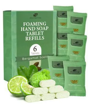 Foaming Hand Soap Tablets Refill Bergamot Scent, 6-Pack Concentrated Tablets for Foaming Soap Foaming Hand Soap Tablets Refill Bergamot Scent, 6-Pack Concentrated Tablets for Foaming Soap