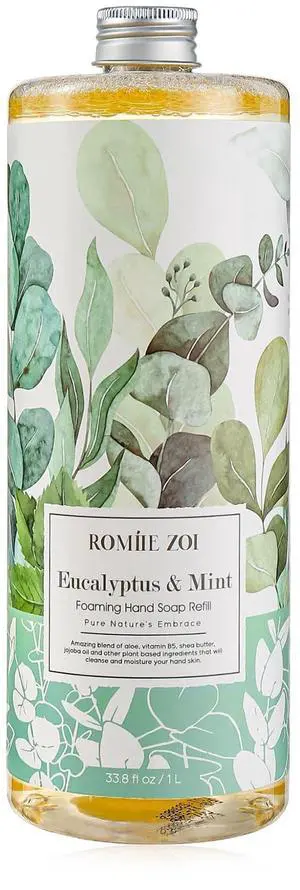 Foaming Hand Soap Refill, Eucalyptus & Mint, Gentle & Moisturizing Formula, 1 L/ 33.8 FL OZ Foaming Hand Soap Refill, Eucalyptus & Mint, Gentle & Moisturizing Formula, 1 L/ 33.8 FL OZ