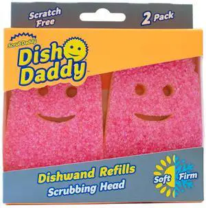 Dish Wand Scrubbing Brush Replacement Heads, Soap Dispensing Brushes, Texture Changing Washing Up Sponges, Detachable Dish Daddy Head Sponge Refills, Pink 2 Pack Dish Wand Scrubbing Brush Replacement Heads, Soap Dispensing Brushes, Texture Changing Washing Up Sponges, Detachable Dish Daddy Head Sponge Refills, Pink 2 Pack