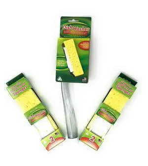 Dish Sponge w/Soap Dispenser Handle & 4 Refill Sponges - Fillable Dish Wand for Quick, Convenient Cleaning - Easy to Refill - Built-in Scrubber for Dishes & Pans Dish Sponge w/Soap Dispenser Handle & 4 Refill Sponges - Fillable Dish Wand for Quick, Convenient Cleaning - Easy to Refill - Built-in Scrubber for Dishes & Pans
