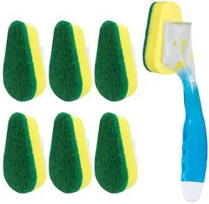 Dish Brush w/Soap Dispenser Wand, 1 Brush w/Head & 6 Refills, Absorbent Sponge Scrubber, No Leaking. Clean Dishes, Sinks and Cookware Dish Brush w/Soap Dispenser Wand, 1 Brush w/Head & 6 Refills, Absorbent Sponge Scrubber, No Leaking. Clean Dishes, Sinks and Cookware