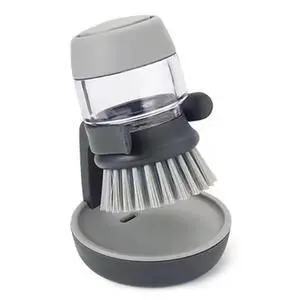 Dish Brush with Soap Dispenser, Dishwashing Kitchen Scrub Brushes Dish Scrubber with Holder Drip Tray, for Cleaning Pan, Pot, Sink(Grey) Dish Brush with Soap Dispenser, Dishwashing Kitchen Scrub Brushes Dish Scrubber with Holder Drip Tray, for Cleaning Pan, Pot, Sink(Grey)