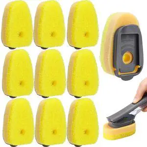 Sponge Dishwand Brush Refills for Scotch-Brite Dishwand - 10 Pack Dish Soap Non-Scratch Brush Refills for Nonstick Pots and Pans, Glass & Tubs (Yellow) Sponge Dishwand Brush Refills for Scotch-Brite Dishwand - 10 Pack Dish Soap Non-Scratch Brush Refills for Nonstick Pots and Pans, Glass & Tubs (Yellow)