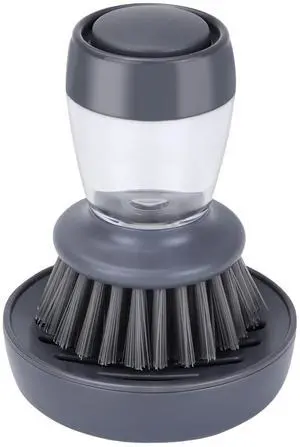 Dish Brush with Soap Dispenser, Kitchen Scrub Brush for Dishes Pots Pans Sink Cleaning, Dish Scrubber with Holder Set (Grey Handle & Nylon Bristles) Dish Brush with Soap Dispenser, Kitchen Scrub Brush for Dishes Pots Pans Sink Cleaning, Dish Scrubber with Holder Set (Grey Handle & Nylon Bristles)
