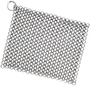 8"x6" Cast Iron Scrubber Stainless Steel Chainmail Cleaner for Pre-Seasoned Pans, Griddles, BBQ Grill and Pot Cookware Cleaning 8"x6" Cast Iron Scrubber Stainless Steel Chainmail Cleaner for Pre-Seasoned Pans, Griddles, BBQ Grill and Pot Cookware Cleaning