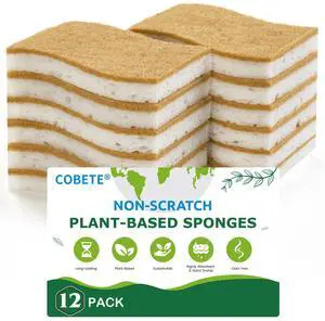 12 Pack Natural Biodegradable Kitchen Non Scratch Sponges,Compostable Plant Based Coconut Cellulose Sponge,Eco Friendly Reusable Dish Scrubber Sponge for Pots, Pans & Household Cleaning 12 Pack Natural Biodegradable Kitchen Non Scratch Sponges,Compostable Plant Based Coconut Cellulose Sponge,Eco Friendly Reusable Dish Scrubber Sponge for Pots, Pans & Household Cleaning