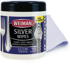 Jewelry Polish Cleaner and Tarnish Remover Wipes - 20 Count with Polishing Cloth - Use on Silver Jewelry Antique Silver Gold Brass Copper and Aluminum Jewelry Polish Cleaner and Tarnish Remover Wipes - 20 Count with Polishing Cloth - Use on Silver Jewelry Antique Silver Gold Brass Copper and Aluminum