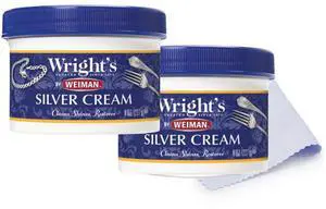 Silver Cleaner and Polish Cream - Gently Clean and Remove Tarnish without Scratching, Ammonia-Free, 8 Ounce, 2 Pack with Polishing Cloth Silver Cleaner and Polish Cream - Gently Clean and Remove Tarnish without Scratching, Ammonia-Free, 8 Ounce, 2 Pack with Polishing Cloth