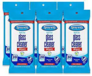 Glass Cleaner Wipes, 20ct, Pack of 6 | On-the-Go Resealable Package, Pre-Moistened | Original Ammonia-Free Formula | Removes Fingerprints, Dust, Dirt | All Glass Surfaces Glass Cleaner Wipes, 20ct, Pack of 6 | On-the-Go Resealable Package, Pre-Moistened | Original Ammonia-Free Formula | Removes Fingerprints, Dust, Dirt | All Glass Surfaces