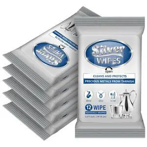 6 Pack/ 72 Pcs Silver Cleaner Wipes Silver Polish Jewelry Cleaner Cleaning Jewelry Wipes for Silverware Stainless Steel Brass Metal Tarnish Remover 6 Pack/ 72 Pcs Silver Cleaner Wipes Silver Polish Jewelry Cleaner Cleaning Jewelry Wipes for Silverware Stainless Steel Brass Metal Tarnish Remover