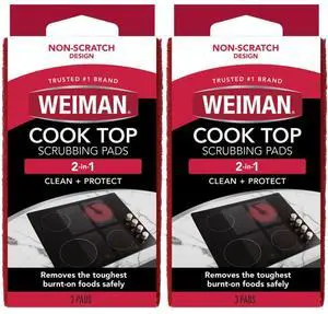Cook Top Scrubbing Pads, 3 Count, 2 Pack Cuts Through the Toughest Stains - Scrubbing Pads Carefully Wipe Away Residue Cook Top Scrubbing Pads, 3 Count, 2 Pack Cuts Through the Toughest Stains - Scrubbing Pads Carefully Wipe Away Residue