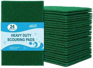 Heavy Duty Scouring Pad, 24 Pack Green Scrubbing Pads, Dish Scrubber Reusable for Cleaning, Multipurpose Scrub Pads for Household Kitchen Dishes Pots Pans & Metal Grill Heavy Duty Scouring Pad, 24 Pack Green Scrubbing Pads, Dish Scrubber Reusable for Cleaning, Multipurpose Scrub Pads for Household Kitchen Dishes Pots Pans & Metal Grill