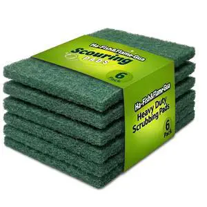 Scrubbing Pads, 6-Pack Green Kitchen Cleaning Scourer Heavy Duty Scrubber for Pots, Stovetops, Range Hoods, Easy Rinse, Degreasing & Descaling Scrubbing Pads, 6-Pack Green Kitchen Cleaning Scourer Heavy Duty Scrubber for Pots, Stovetops, Range Hoods, Easy Rinse, Degreasing & Descaling