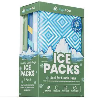 Slim Ice Packs for Lunch Boxes and Coolers, 4 Pack Reusable Gel Freezer Packs with Fun Sports Designs, BPA-Free Food Safe Non-Toxic Cold Packs, Long Lasting Ice Packs for Kids, 4.5 x 6 In Slim Ice Packs for Lunch Boxes and Coolers, 4 Pack Reusable Gel Freezer Packs with Fun Sports Designs, BPA-Free Food Safe Non-Toxic Cold Packs, Long Lasting Ice Packs for Kids, 4.5 x 6 In