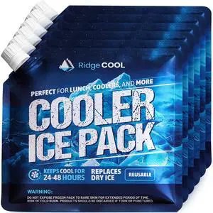 Reusable Ice Packs for Cooler and Lunch Boxes, 6 Pack Long Lasting Freezer Packs, Keeps Cold for 2448 Hours, Replaces Dry Ice, Leak-Proof, BPA Free, Food Safe, 10 x 10 inches Reusable Ice Packs for Cooler and Lunch Boxes, 6 Pack Long Lasting Freezer Packs, Keeps Cold for 2448 Hours, Replaces Dry Ice, Leak-Proof, BPA Free, Food Safe, 10 x 10 inches