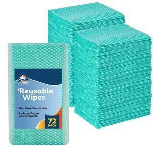 Reusable Cleaning Wipes, Handy Wipes for Kitchen and Office - Dish Cloths for Washing Dishes - Multi Purpose Disposable Cleaning Towels (12 x 20 in) 72 Pack (Green) Reusable Cleaning Wipes, Handy Wipes for Kitchen and Office - Dish Cloths for Washing Dishes - Multi Purpose Disposable Cleaning Towels (12 x 20 in) 72 Pack (Green)