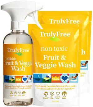 Fruit and Vegetable Wash - Veggie Wash Removes 99% of Dirt & Wax | Plant-Based Produce Cleaner Spray | No Aftertaste, Refillable, Made in USA | Fragrance-Free, 16oz Fruit and Vegetable Wash - Veggie Wash Removes 99% of Dirt & Wax | Plant-Based Produce Cleaner Spray | No Aftertaste, Refillable, Made in USA | Fragrance-Free, 16oz
