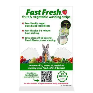 Fruit and Vegetable Wash Strips | Plant-Based, Food-Safe Produce Cleaner | Dissolvable Veggie Wash Removes Contaminants, Waxes & Dirt | All-Natural | Travel (60 Count (Pack of 1)) Fruit and Vegetable Wash Strips | Plant-Based, Food-Safe Produce Cleaner | Dissolvable Veggie Wash Removes Contaminants, Waxes & Dirt | All-Natural | Travel (60 Count (Pack of 1))
