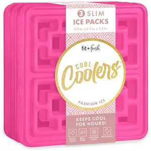 Cool Coolers Large Fashion Ice , 3pk Ice Blocks for Lunchboxes, Quick Freeze, Space Saving, Stylish Reusable Freezer Packs for Coolers, Hot Pink Cool Coolers Large Fashion Ice , 3pk Ice Blocks for Lunchboxes, Quick Freeze, Space Saving, Stylish Reusable Freezer Packs for Coolers, Hot Pink