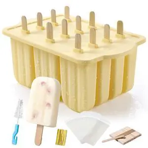 Popsicles Molds, 12 Pieces Silicone Popsicle Molds Easy-Release BPA-free Popsicle Maker Molds Ice Pop Molds Homemade Popsicle Ice Pop Maker with 50PCS Popsicle Sticks+Cleaning Brush Popsicles Molds, 12 Pieces Silicone Popsicle Molds Easy-Release BPA-free Popsicle Maker Molds Ice Pop Molds Homemade Popsicle Ice Pop Maker with 50PCS Popsicle Sticks+Cleaning Brush