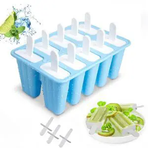 Popsicle Molds, 10 Pieces Silicone Popsicle Molds with Sticks BPA Free Ice Pop Molds Reusable Easy Release Ice Popsicle Maker, Blue Popsicle Molds, 10 Pieces Silicone Popsicle Molds with Sticks BPA Free Ice Pop Molds Reusable Easy Release Ice Popsicle Maker, Blue
