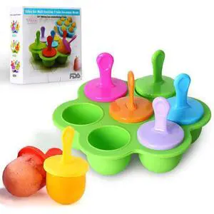 Mini Silicone Popsicle Mold, 7-cavity DIY Ice Pop Mold with Colorful Plastic Sticks, Popsicle Makers for Egg Bites, Lollipop and Ice Cream Mould, Baby Food Storage Container, Non-Stick Ice Cube Trays Mini Silicone Popsicle Mold, 7-cavity DIY Ice Pop Mold with Colorful Plastic Sticks, Popsicle Makers for Egg Bites, Lollipop and Ice Cream Mould, Baby Food Storage Container, Non-Stick Ice Cube Trays
