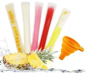 160 Disposable Ice Popsicle Mold Bags| BPA Free Freezer Tubes With Zip Seals | For Healthy Snacks, Yogurt Sticks, Juice & Fruit Smoothies, Ice Candy Pops| Comes With A Funnel (11"x2") 160 Disposable Ice Popsicle Mold Bags| BPA Free Freezer Tubes With Zip Seals | For Healthy Snacks, Yogurt Sticks, Juice & Fruit Smoothies, Ice Candy Pops| Comes With A Funnel (11"x2")