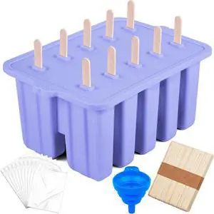 Purple Silicone Popsicles Molds,10 Cavity Homemade Popsicle Molds DIY Ice Pop Molds for Kids & Adults Food Grade BPA-Free with Popsicle Maker Sticks Popsicles Bags A Funnel Purple Silicone Popsicles Molds,10 Cavity Homemade Popsicle Molds DIY Ice Pop Molds for Kids & Adults Food Grade BPA-Free with Popsicle Maker Sticks Popsicles Bags A Funnel