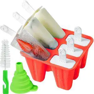 Popsicle Molds 6 Pieces Silicone Ice Pop Models Popsicle Models Reusable Easy Release Ice Pop Maker (Red) Popsicle Molds 6 Pieces Silicone Ice Pop Models Popsicle Models Reusable Easy Release Ice Pop Maker (Red)