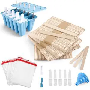 10-Count Popsicle Mold with 200 Sticks, 200 Bags, 10 Reusable Sticks 10-Count Popsicle Mold with 200 Sticks, 200 Bags, 10 Reusable Sticks