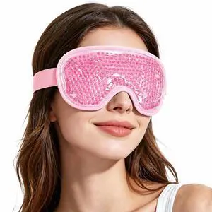 Cooling Gel Cold Eye Mask for Puffy Eyes, Reusable Ice Pack with Soft Plush Backing for Dark Circles, Migraine, Stress Relief - Pink Cooling Gel Cold Eye Mask for Puffy Eyes, Reusable Ice Pack with Soft Plush Backing for Dark Circles, Migraine, Stress Relief - Pink