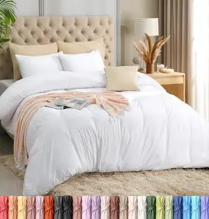 Duvet Cover Set with Pillowcases - 3 Pieces Bedding Duvet Cover with Zipper Closure - 1 Duvet Cover with 2 Pillowcases - Soft Brushed Microfiber (Queen, White) Duvet Cover Set with Pillowcases - 3 Pieces Bedding Duvet Cover with Zipper Closure - 1 Duvet Cover with 2 Pillowcases - Soft Brushed Microfiber (Queen, White)