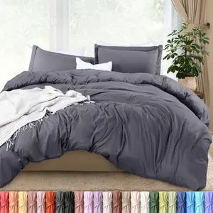 Duvet Cover Queen Size - 3 Piece with Zipper Closure - 1 Comforter Cover 90X90 Inches & 2 Pillow Shams 20X26 Inches (Grey) Comforter Not Included Duvet Cover Queen Size - 3 Piece with Zipper Closure - 1 Comforter Cover 90X90 Inches & 2 Pillow Shams 20X26 Inches (Grey) Comforter Not Included