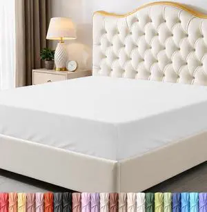 Queen Fitted Sheet - Bottom Sheet - Deep Pocket - Soft Microfiber - Shrinkage and Fade Resistant - Easy Care -1 Fitted Sheet Only (White) Queen Fitted Sheet - Bottom Sheet - Deep Pocket - Soft Microfiber - Shrinkage and Fade Resistant - Easy Care -1 Fitted Sheet Only (White)