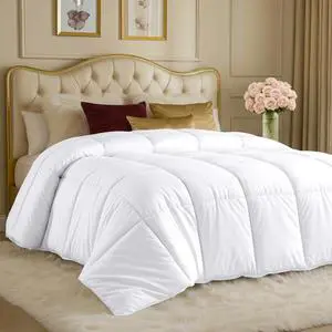 Comforter Twin Size 64 x 88 Inches, All Season Duvet Insert, Down Alternative Box Stitched Bed Comforter with Corner Tabs, Machine Washable Comforter Twin Size 64 x 88 Inches, All Season Duvet Insert, Down Alternative Box Stitched Bed Comforter with Corner Tabs, Machine Washable