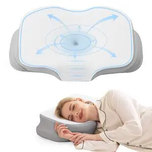 Cervical Neck Pillow for Sleeping, Ergonomic Side Sleeper Pillow, Memory Foam Pillows for Neck and Shoulder Pain Relief, Removable Washable Cooling Cover, Grey & White Cervical Neck Pillow for Sleeping, Ergonomic Side Sleeper Pillow, Memory Foam Pillows for Neck and Shoulder Pain Relief, Removable Washable Cooling Cover, Grey & White